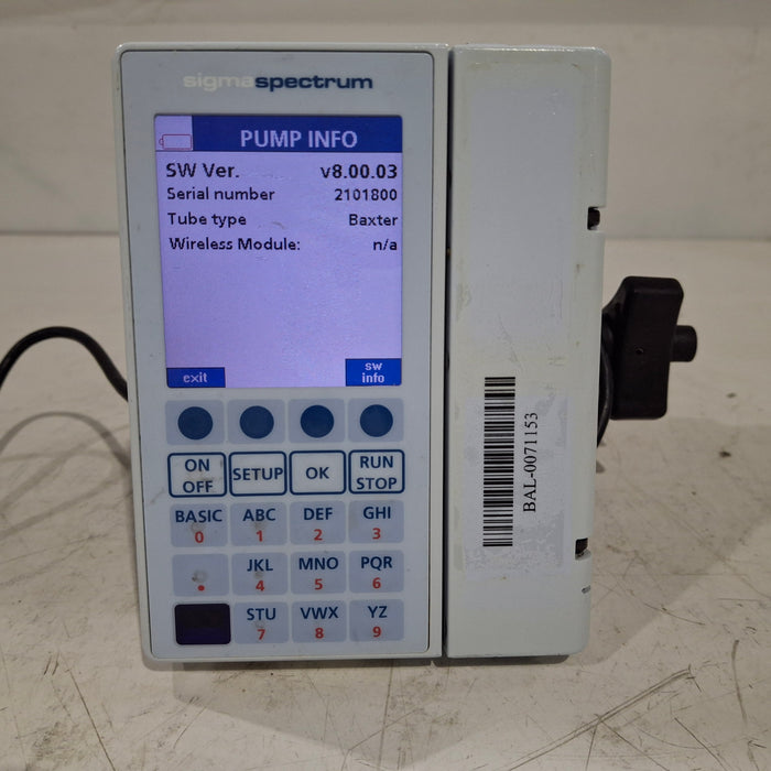 Baxter Sigma Spectrum 8.00.03 w/o Battery Infusion Pump