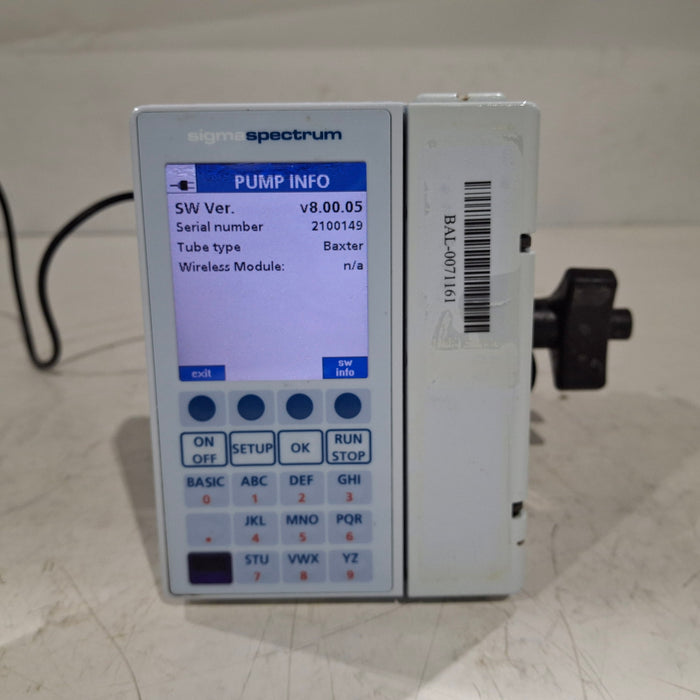 Baxter Sigma Spectrum 8.00.05 w/o Battery Infusion Pump