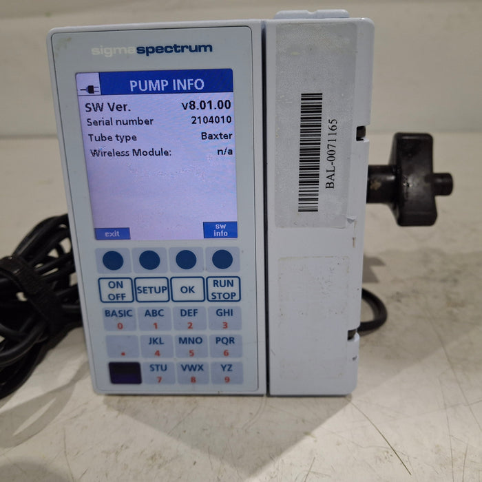 Baxter Baxter Sigma Spectrum 8.01.00 w/o Battery Infusion Pump Infusion Pump reLink Medical