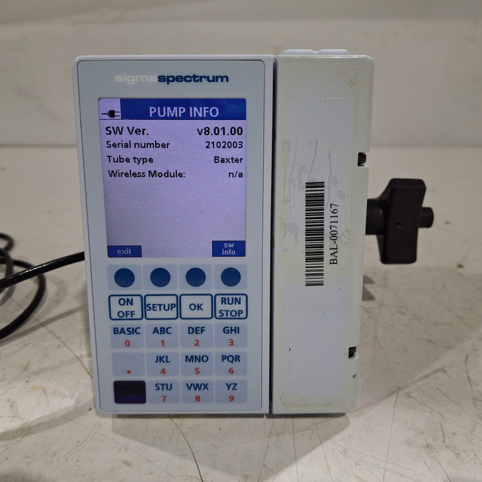 Baxter Sigma Spectrum 8.01.00 w/o Battery Infusion Pump