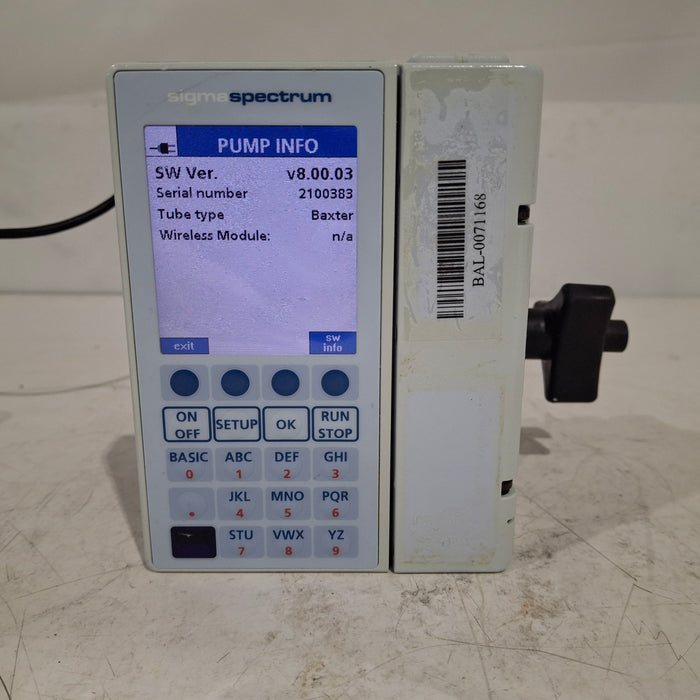 Baxter Sigma Spectrum 8.00.03 w/o Battery Infusion Pump