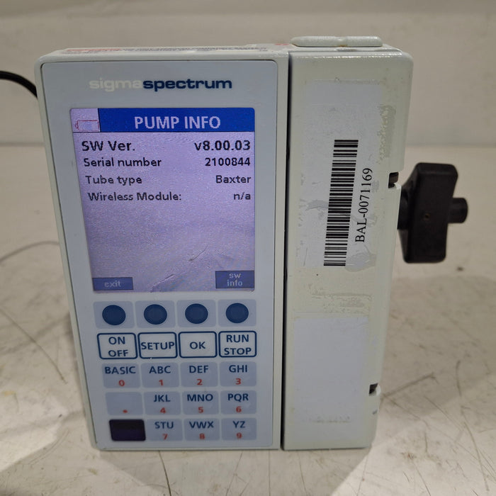 Baxter Sigma Spectrum 8.00.03 w/o Battery Infusion Pump