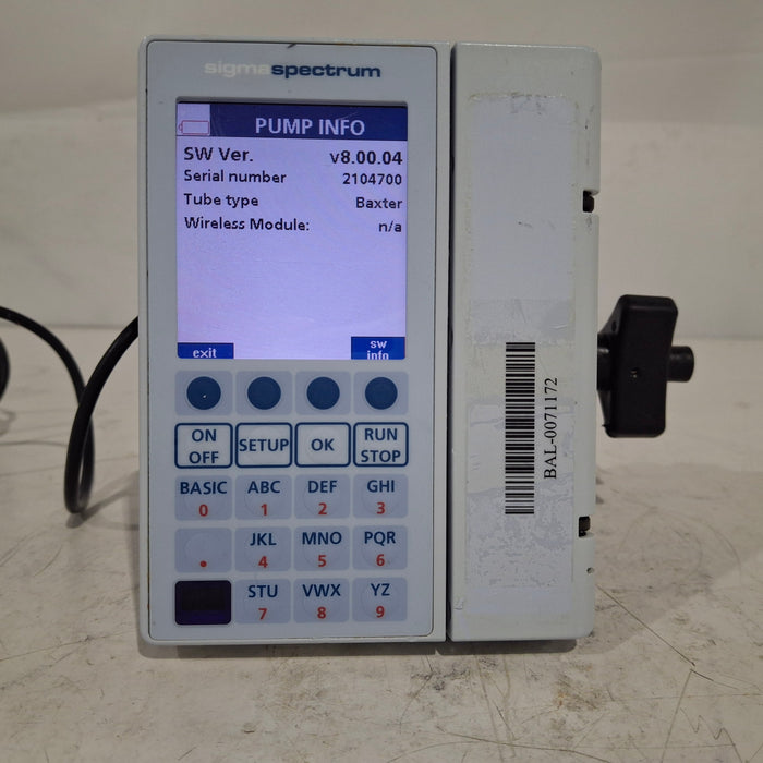 Baxter Sigma Spectrum 8.00.04 w/o Battery Infusion Pump