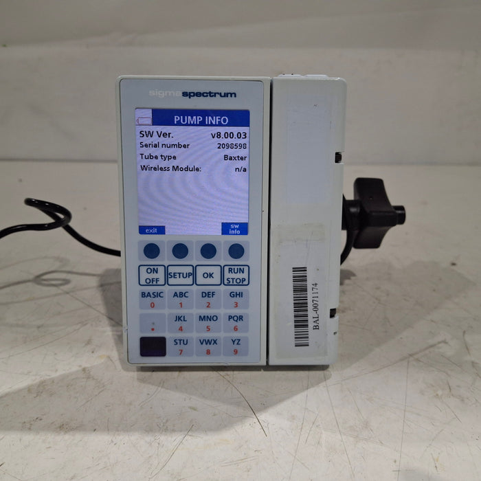 Baxter Sigma Spectrum 8.00.03 w/o Battery Infusion Pump