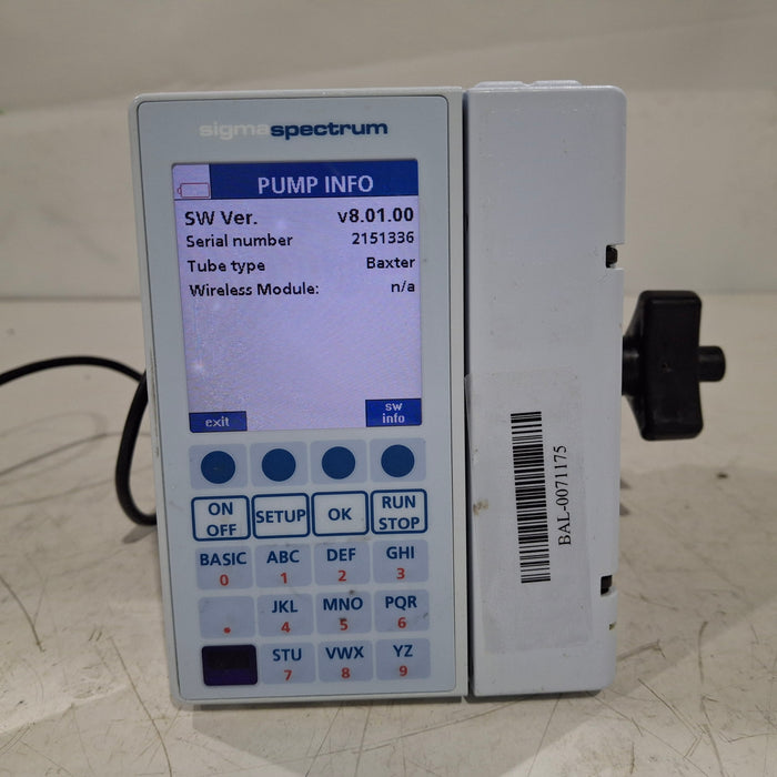 Baxter Baxter Sigma Spectrum 8.01.00 w/o Battery Infusion Pump Infusion Pump reLink Medical