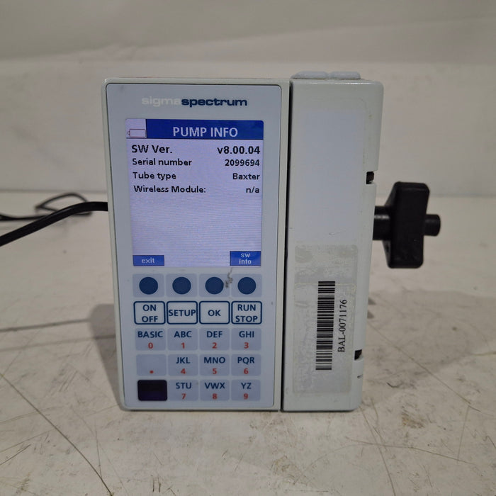 Baxter Sigma Spectrum 8.00.04 w/o Battery Infusion Pump