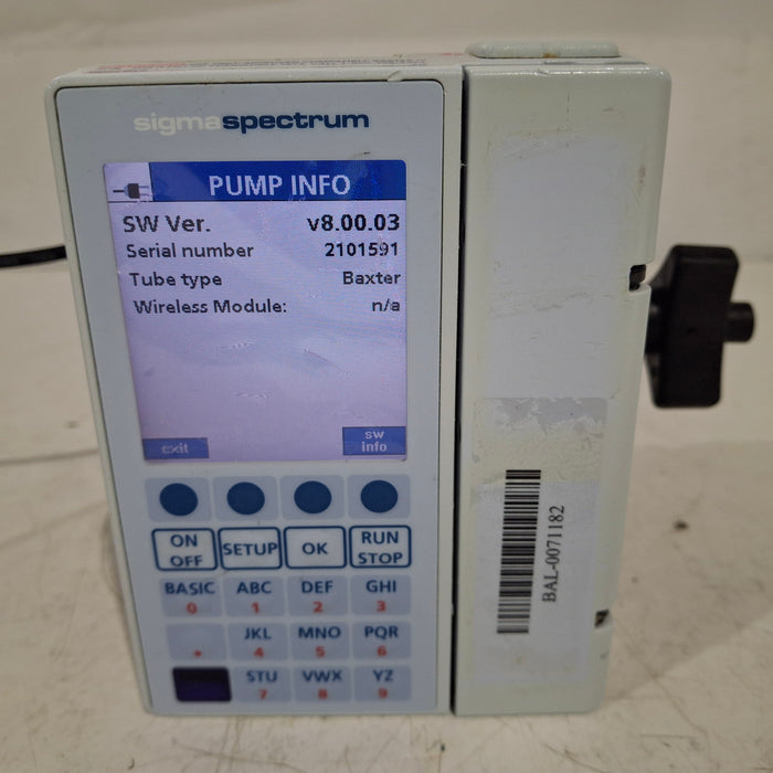 Baxter Sigma Spectrum 8.00.03 w/o Battery Infusion Pump