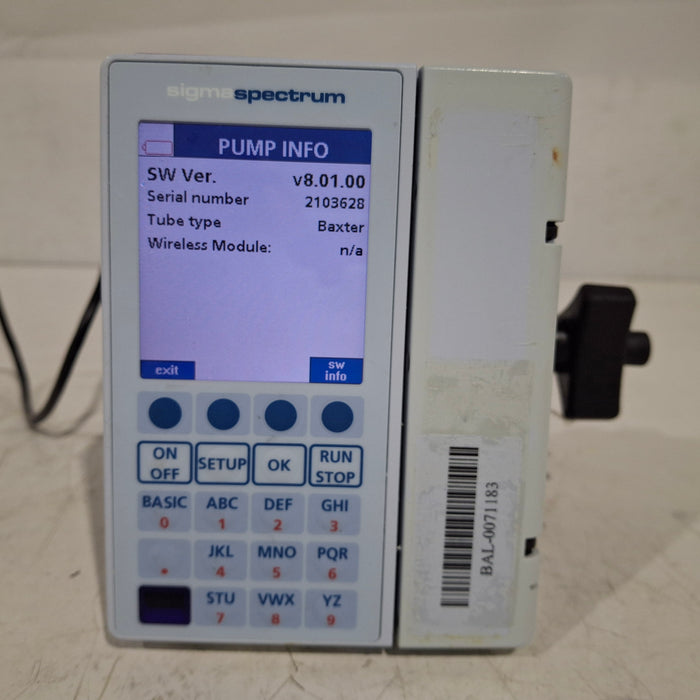 Baxter Sigma Spectrum 8.01.00 w/o Battery Infusion Pump