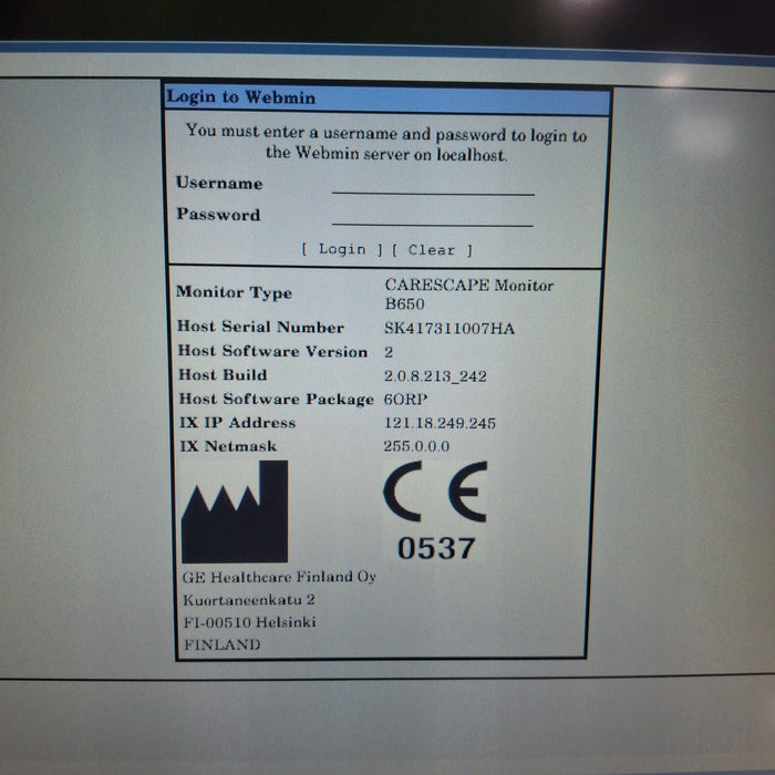 GE Healthcare Carescape B650 Anesthesia Care Patient Monitor