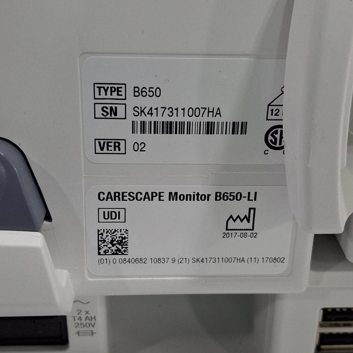 GE Healthcare Carescape B650 Anesthesia Care Patient Monitor