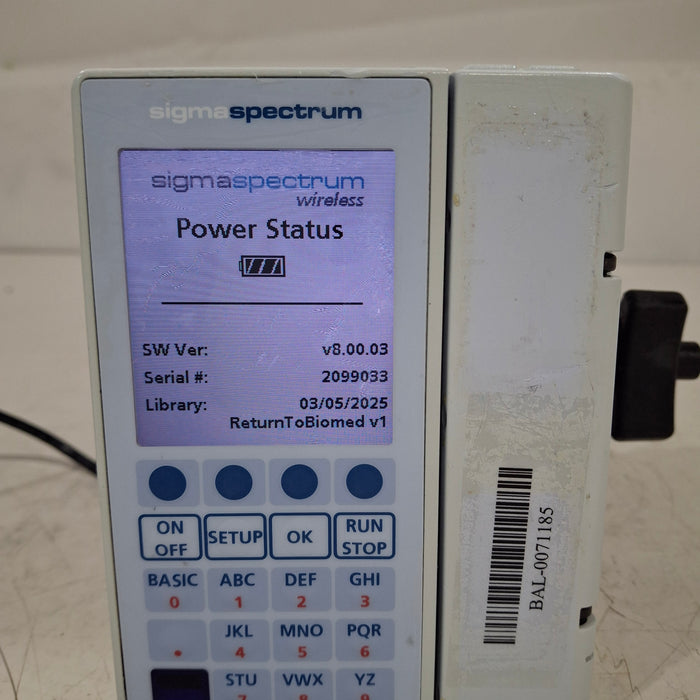 Baxter Sigma Spectrum 8.00.03 w/o Battery Infusion Pump