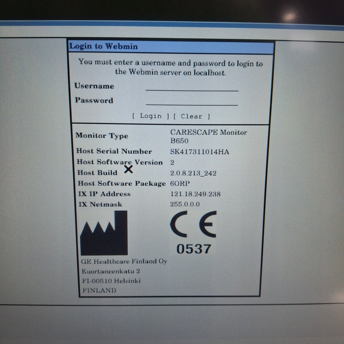 GE Healthcare Carescape B650 Anesthesia Care Patient Monitor