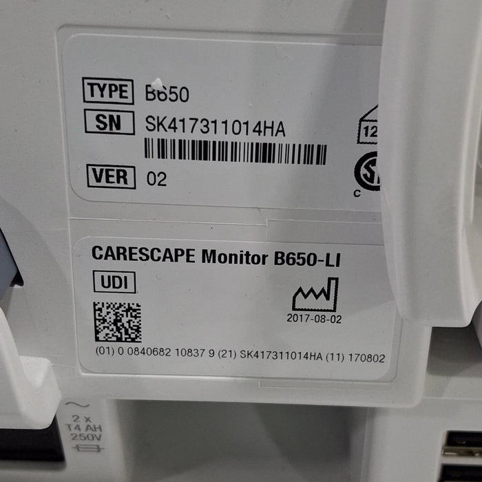 GE Healthcare Carescape B650 Anesthesia Care Patient Monitor