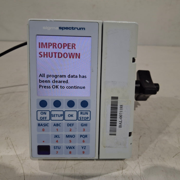 Baxter Sigma Spectrum 8.00.03 w/o Battery Infusion Pump