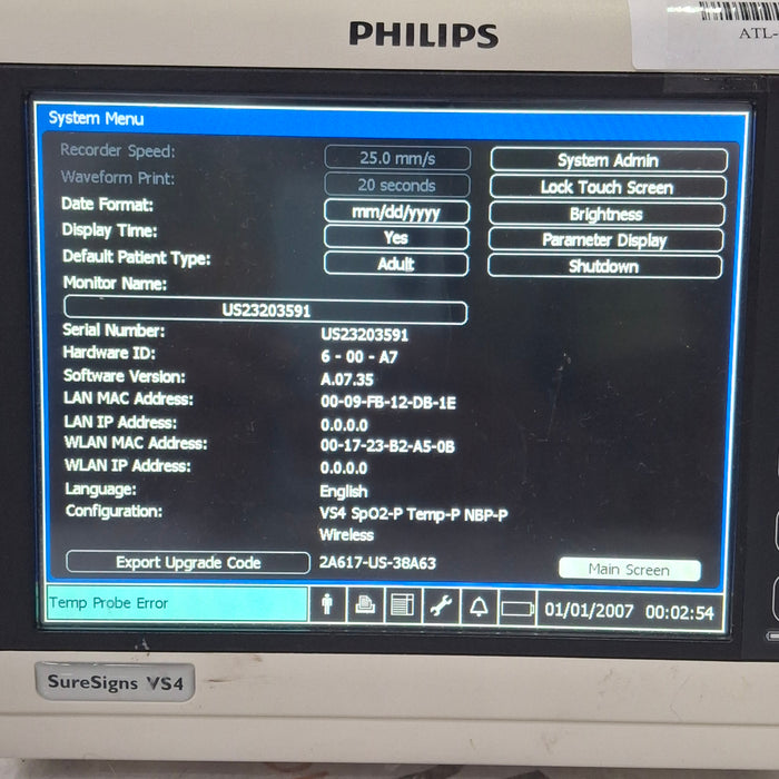Philips SureSigns VS2 Vital Signs Monitor