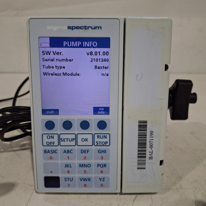 Baxter Sigma Spectrum 8.01.00 w/o Battery Infusion Pump