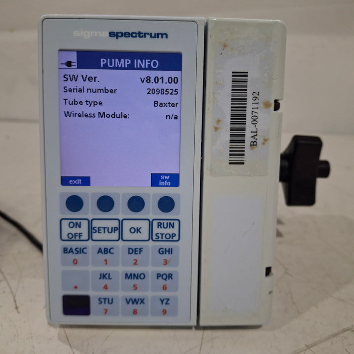 Baxter Baxter Sigma Spectrum 8.01.00 w/o Battery Infusion Pump Infusion Pump reLink Medical