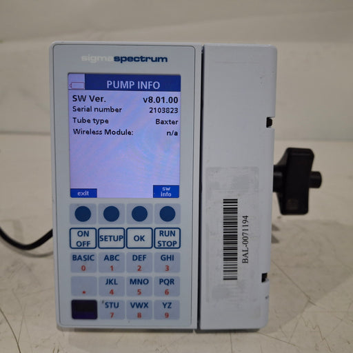 Baxter Baxter Sigma Spectrum 8.01.00 w/o Battery Infusion Pump Infusion Pump reLink Medical