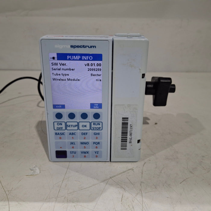 Baxter Sigma Spectrum 8.01.00 w/o Battery Infusion Pump