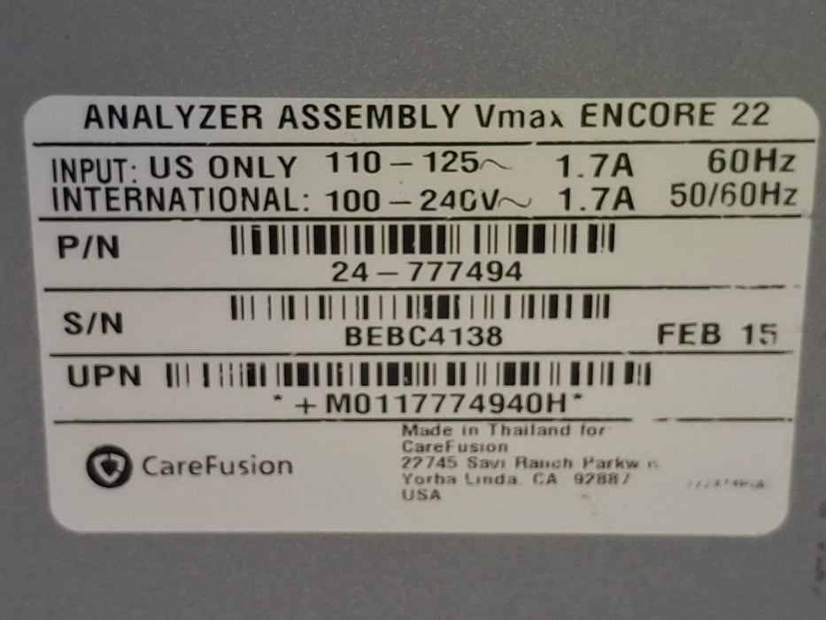 CareFusion Vmax Encore 22 PFT Pulmonary Function Test System