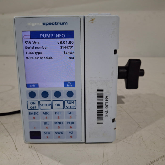 Baxter Sigma Spectrum 8.01.00 w/o Battery Infusion Pump