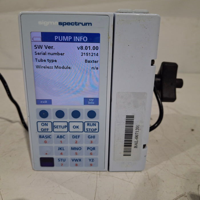 Baxter Sigma Spectrum 8.01.00 w/o Battery Infusion Pump