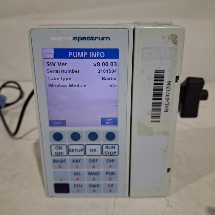 Baxter Sigma Spectrum 8.00.03 w/o Battery Infusion Pump