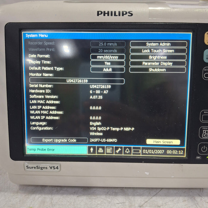 Philips SureSigns VS4 Vital Signs Monitor