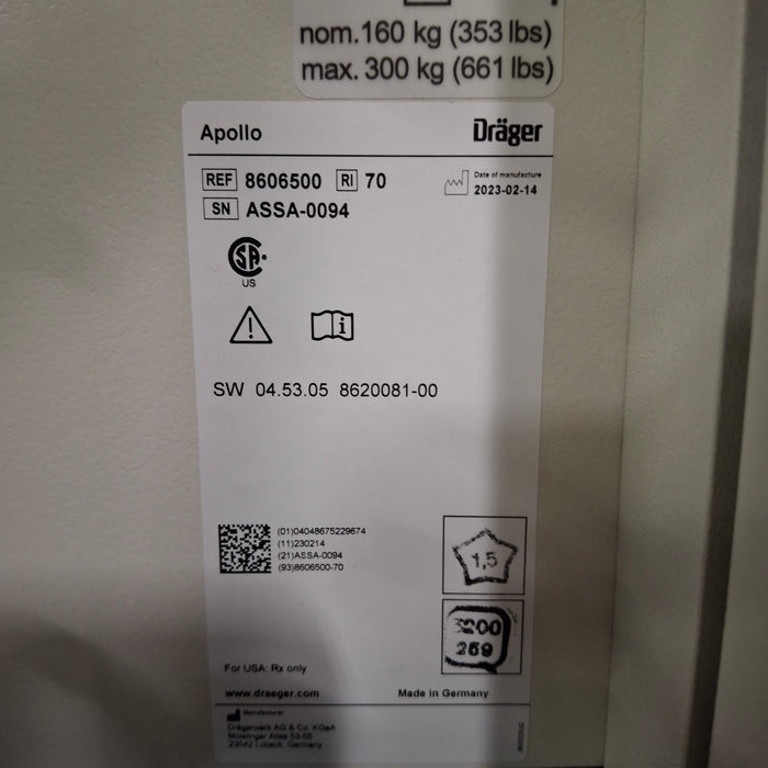 Draeger Medical Apollo Anesthesia System