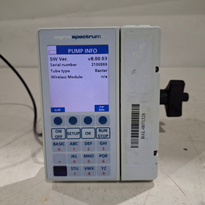 Baxter Sigma Spectrum 8.00.03 w/o Battery Infusion Pump