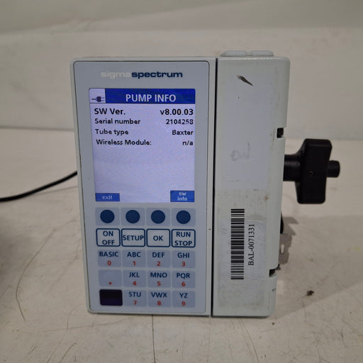 Baxter Baxter Sigma Spectrum 8.00.03 w/o Battery Infusion Pump Infusion Pump reLink Medical