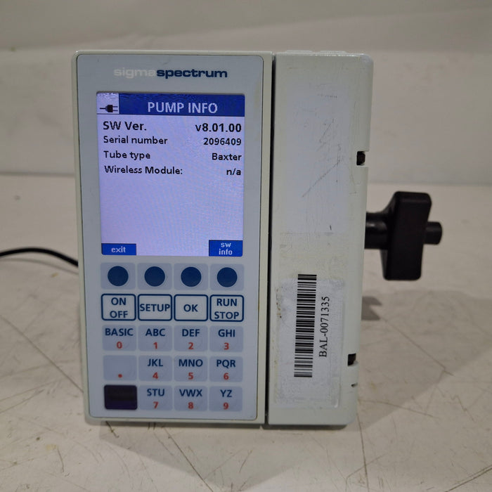 Baxter Baxter Sigma Spectrum 8.01.00 w/o Battery Infusion Pump Infusion Pump reLink Medical
