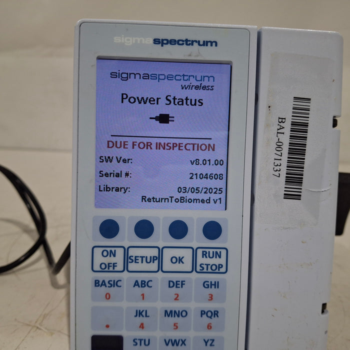 Baxter Sigma Spectrum 8.01.00 w/o Battery Infusion Pump