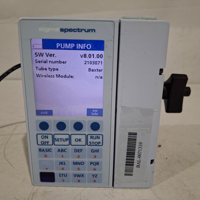 Baxter Baxter Sigma Spectrum 8.01.00 w/o Battery Infusion Pump Infusion Pump reLink Medical