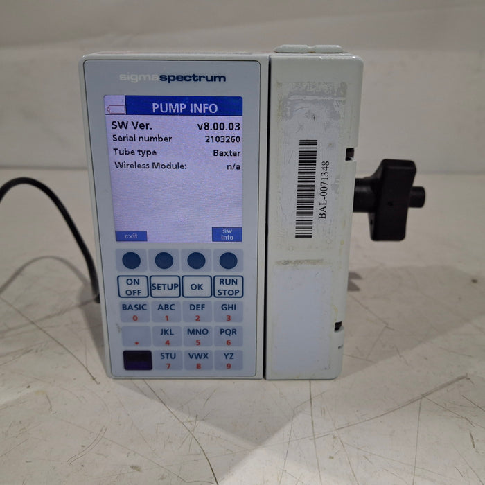 Baxter Baxter Sigma Spectrum 8.00.03 w/o Battery Infusion Pump Infusion Pump reLink Medical