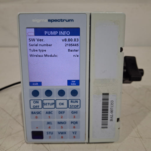 Baxter Baxter Sigma Spectrum 8.00.03 w/o Battery Infusion Pump Infusion Pump reLink Medical