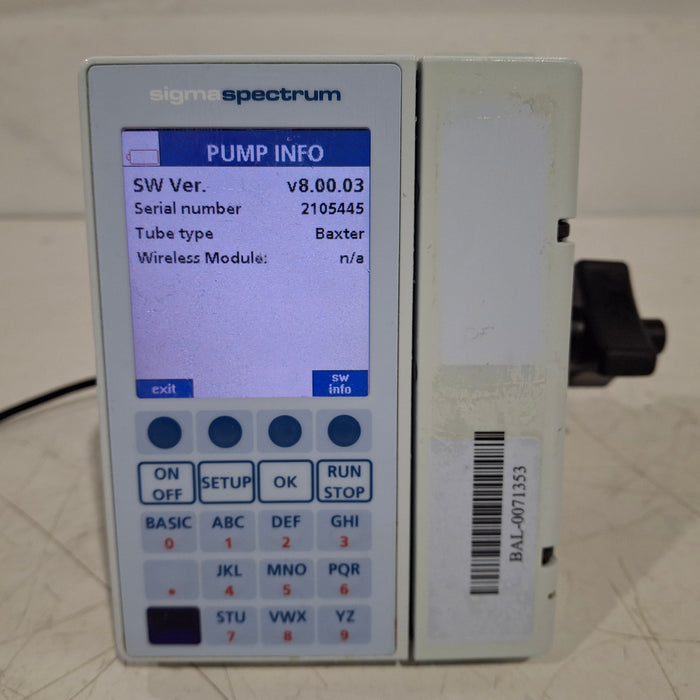 Baxter Baxter Sigma Spectrum 8.00.03 w/o Battery Infusion Pump Infusion Pump reLink Medical