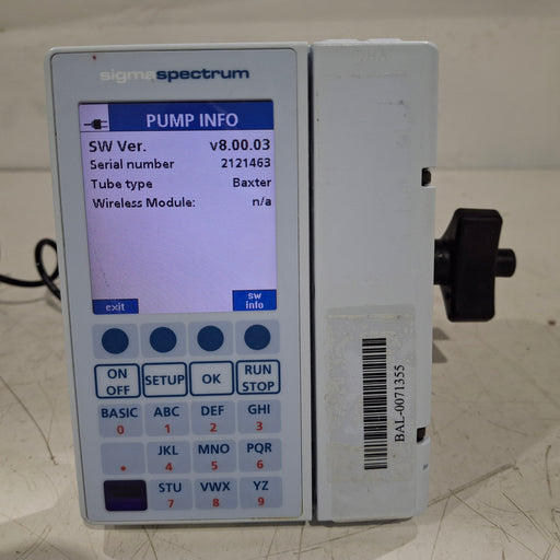 Baxter Baxter Sigma Spectrum 8.00.03 w/o Battery Infusion Pump Infusion Pump reLink Medical