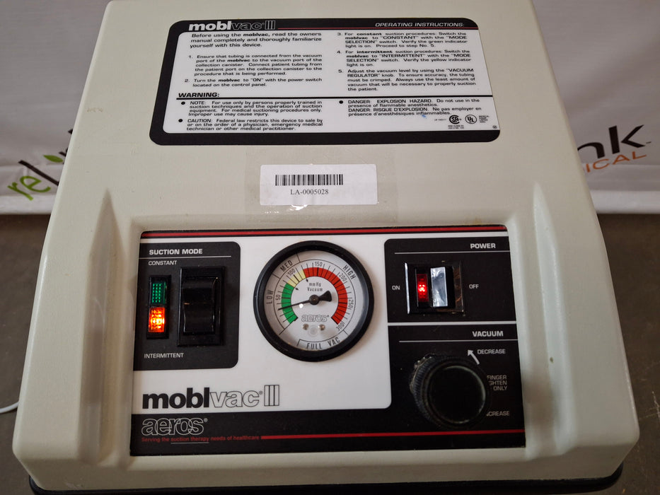 Aeros Aeros Moblvac III Portable Suction Unit Surgical Equipment reLink Medical