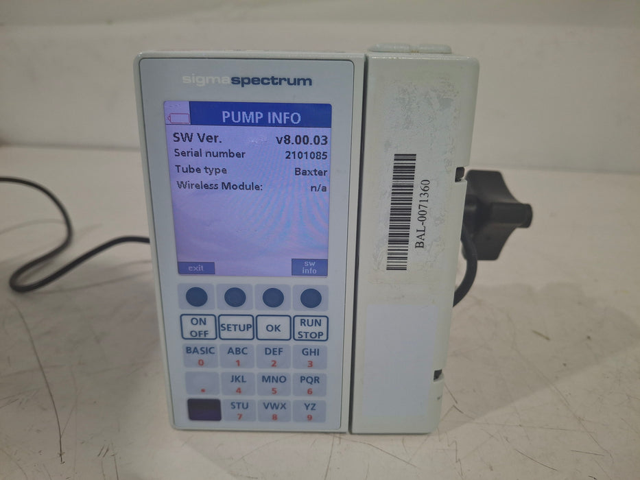 Baxter Baxter Sigma Spectrum 8.00.03 w/o Battery Infusion Pump Infusion Pump reLink Medical
