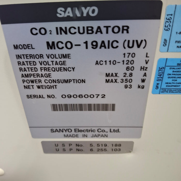 Sanyo Sanyo MCO-19AIC (UV) CO2 Incubator Research Lab reLink Medical