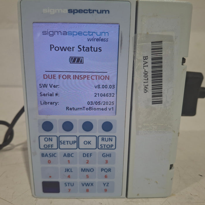 Baxter Baxter Sigma Spectrum 8.00.03 w/o Battery Infusion Pump Infusion Pump reLink Medical