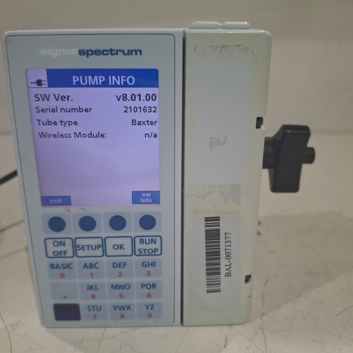 Baxter Sigma Spectrum 8.01.00 w/o Battery Infusion Pump