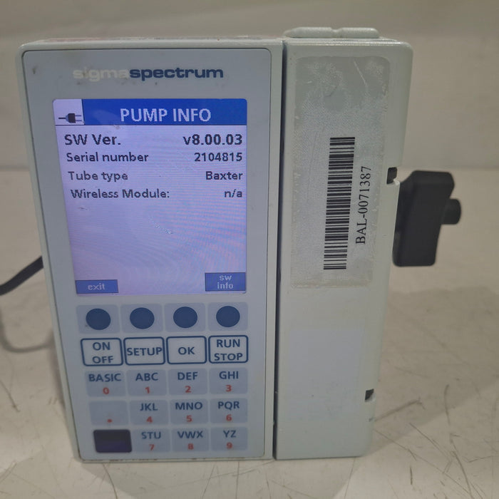 Baxter Baxter Sigma Spectrum 8.00.03 w/o Battery Infusion Pump Infusion Pump reLink Medical