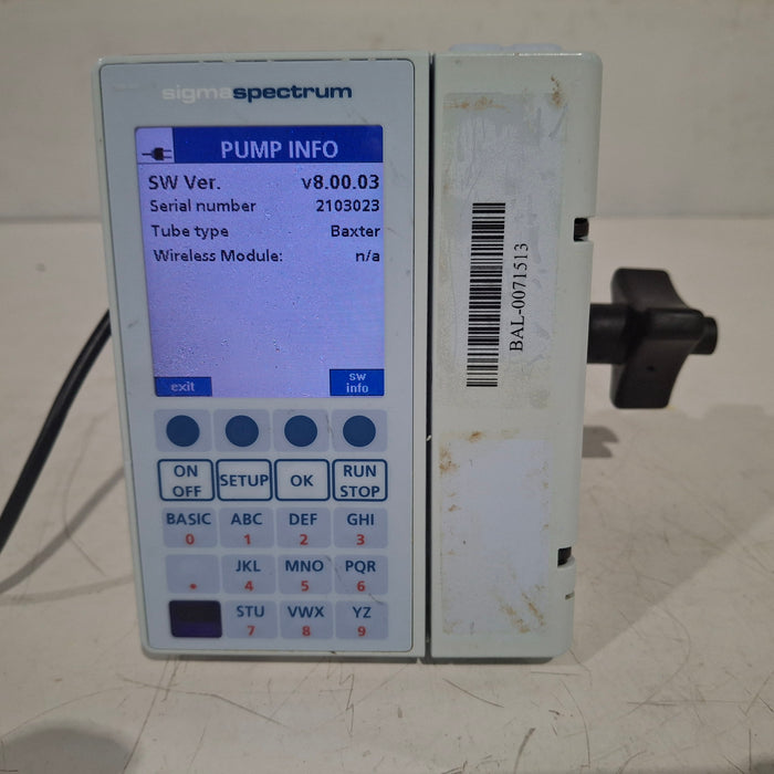 Baxter Baxter Sigma Spectrum 8.00.03 w/o Battery Infusion Pump Infusion Pump reLink Medical