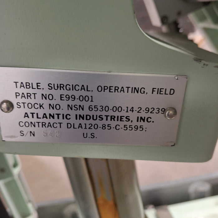 Atlantic Industries, Inc. E99-001 Field Operating Table