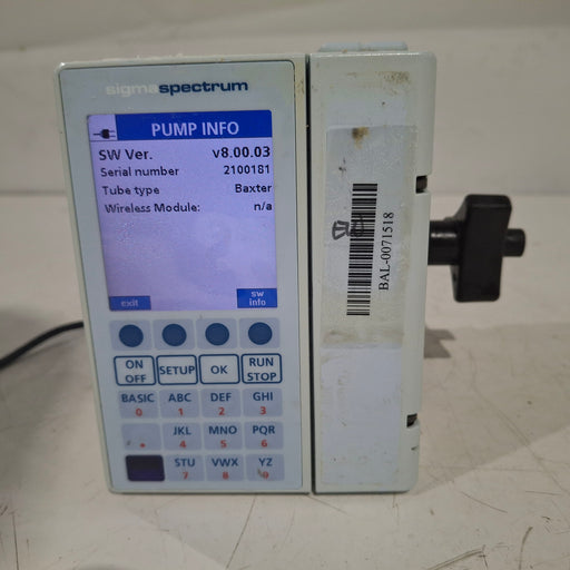 Baxter Baxter Sigma Spectrum 8.00.03 w/o Battery Infusion Pump Infusion Pump reLink Medical