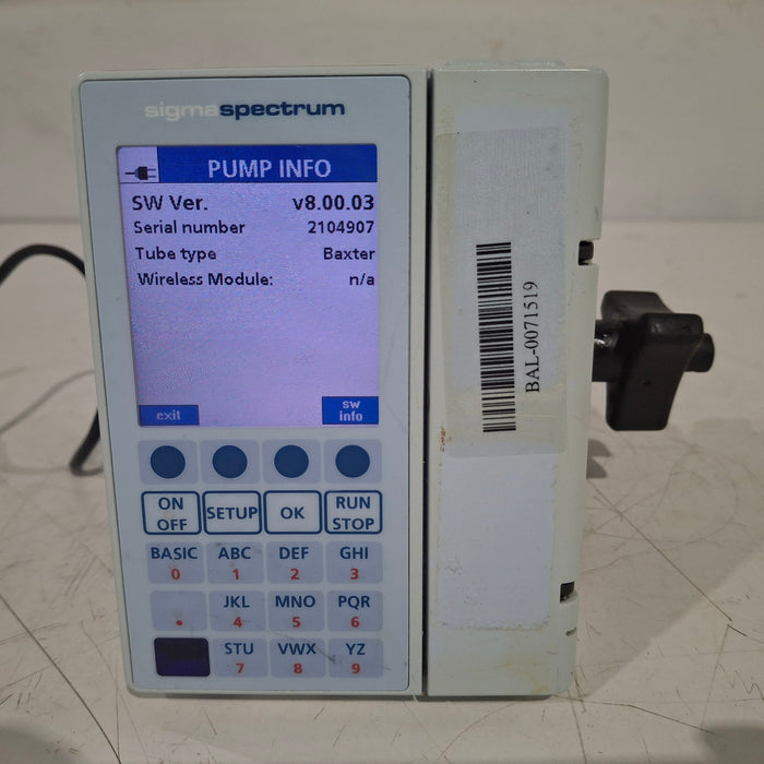 Baxter Baxter Sigma Spectrum 8.00.03 w/o Battery Infusion Pump Infusion Pump reLink Medical