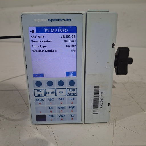 Baxter Baxter Sigma Spectrum 8.00.03 w/o Battery Infusion Pump Infusion Pump reLink Medical
