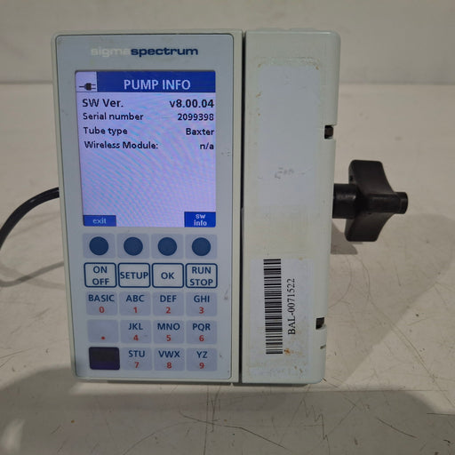 Baxter Baxter Sigma Spectrum 8.00.04 w/o Battery Infusion Pump Infusion Pump reLink Medical